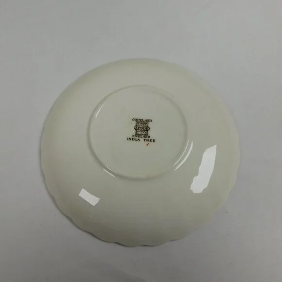 Lot of 2 Spode Indian Tree Tea Cup Saucer Set Scalloped Orange Old Backstamp Vtg - Picture 5 of 12